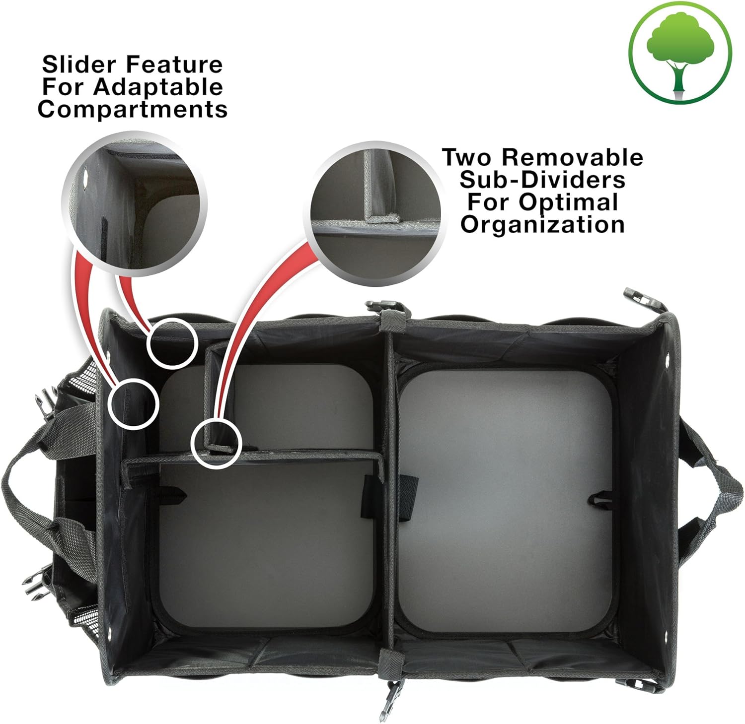 TRUNKCRATEPRO Car Trunk Organizer - Premium Adjustable Multi-Compartment Design | Large Black with Non-Slip Bottom