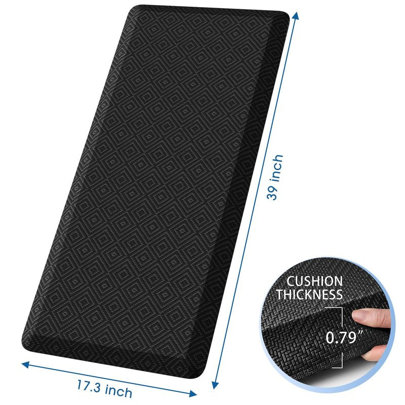 Mattitude 4/5 Inch Thick Kitchen Mat Cushioned Anti-Fatigue Floor Mat Water Resistant Non-Slip Mats and Rugs Standing and Comfort Desk Mats for House Sink Office Laundry (Black, 17.3"x39")