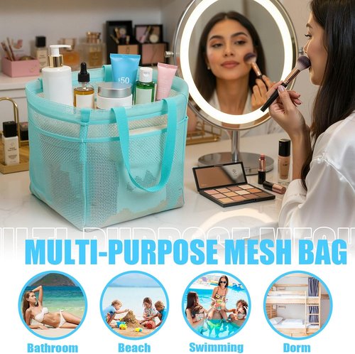 Kinlop Mesh Shower Caddy - 8 Pocket Portable Tote for Dorms, Gym, Travel | Macarons Color