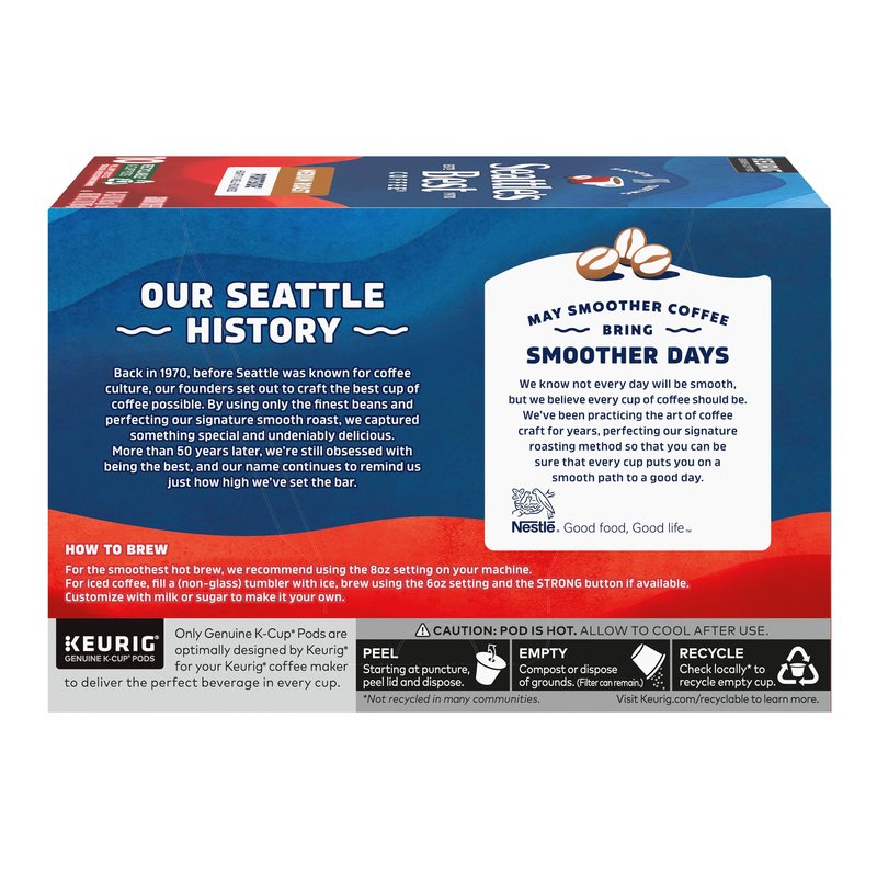 Seattle’s Best Coffee, Medium Roast K-Cup Coffee Pods, Portside, 100% Arabica, 6 Boxes (60 Pods Total)