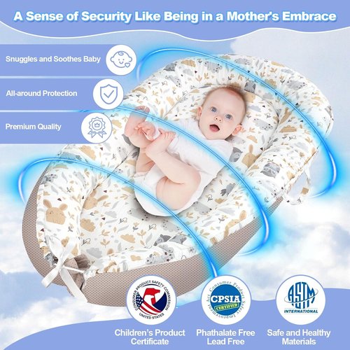 Hoot Portable Baby Lounger - Infant Nest for Newborns 0-24 Months | Ideal for Travel & Crib Use