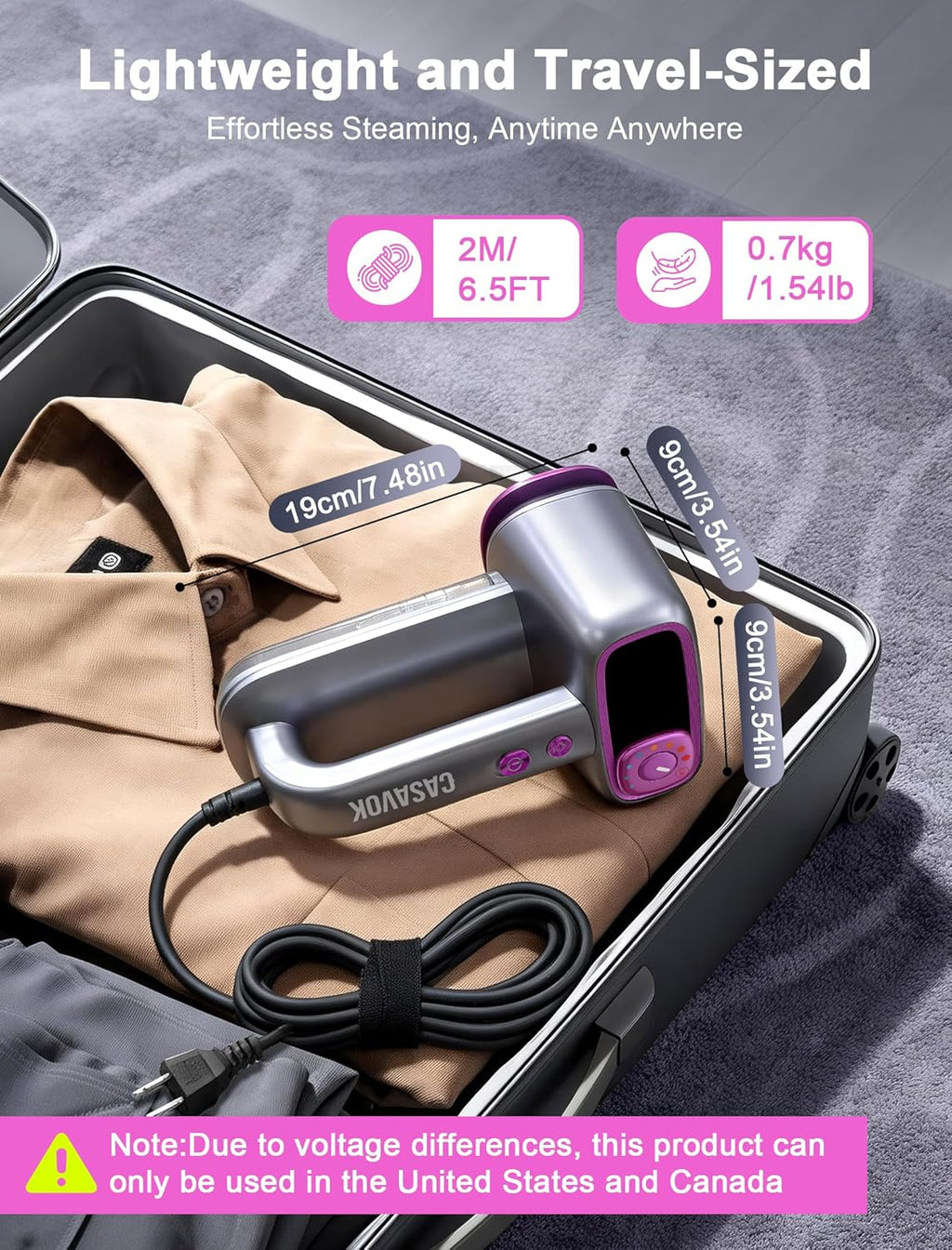 Skiennix Travel Steamer for Clothes - 2-in-1 Handheld Iron with 160ml Water Tank | 6 Steam Modes for Home & Office