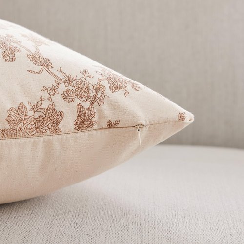 YZJZEDS 100% Cotton French Pastoral Throw Pillow Covers Set of 2, 22x22 Inch Brown Farmhouse Decorative Cushion Covers for Sofa Bed Living Room Home Decor