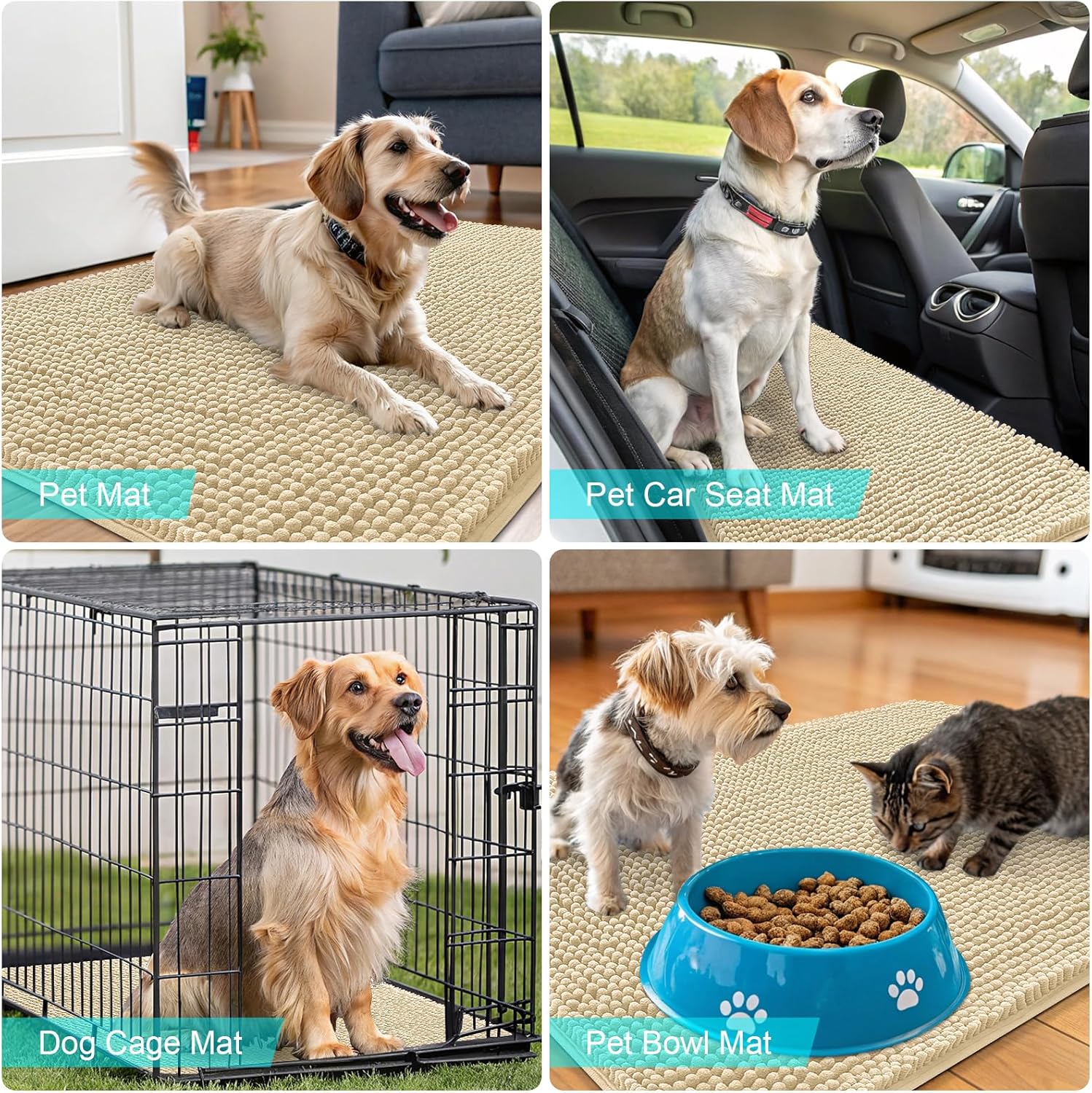 OLANLY Dog Door Mat - Absorbent Non-Slip Chenille for Muddy Paws | 70x35 Inches, Quick Dry, Washable