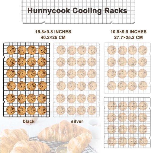 Hunnycook Stainless Steel Cooling Rack - 15.8” x 9.8” Oven Safe Baking Rack for Roasting & Grilling