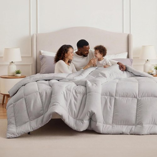 Bedsure Comforter Duvet Insert - Quilted Cal King Size Down Alternative Bedding, Light Grey | All Season Comforter with 8 Tabs
