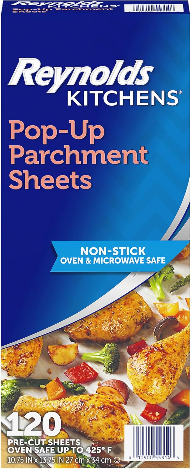 Reynolds Kitchens Parchment Paper Sheets - 120 Count, 10.7x13.75 Inch, Non-Stick & Easy to Use
