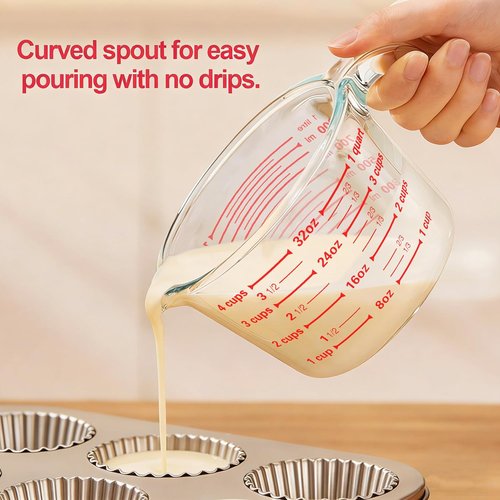 MCIRCO Glass Measuring Cups Set - 6 Pcs with Lids, Nesting Design, 1-Cup to 4-Cup Sizes for Kitchen Use