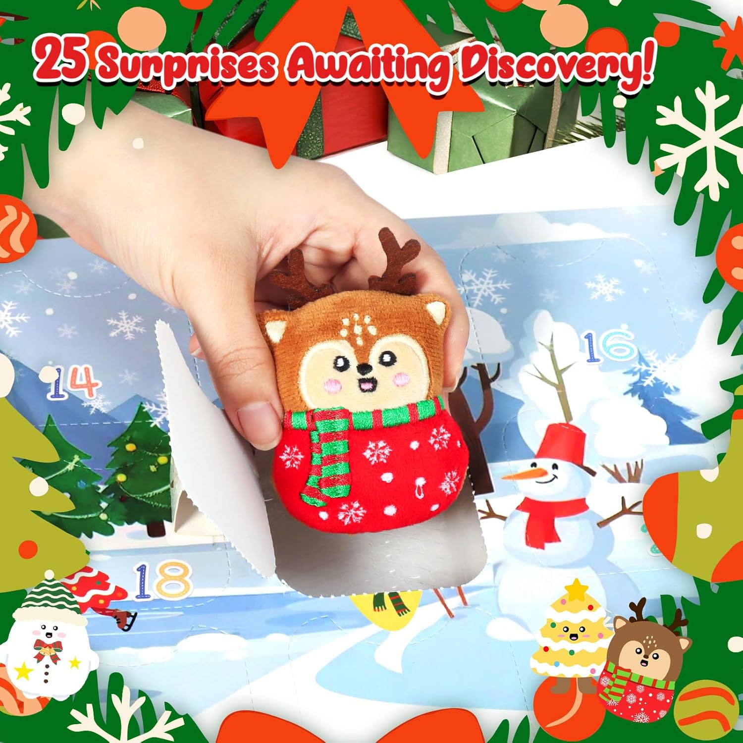 Advent Calendar 2025 - Mini Plush Advent Calendar with 25 Cute Emotional Plushies for Kids & Collectors