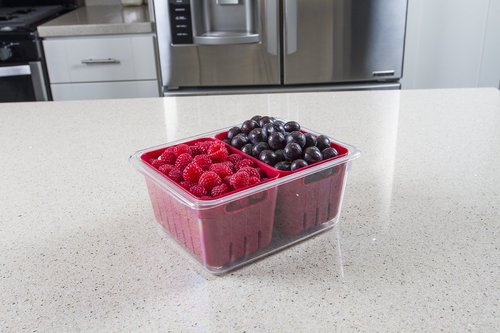 Kitchen Spaces Twin Colander Food Storage Container, Strainer and Fridge Organizer Bin for Fruits and Veggies, Stackable, BPA-Free