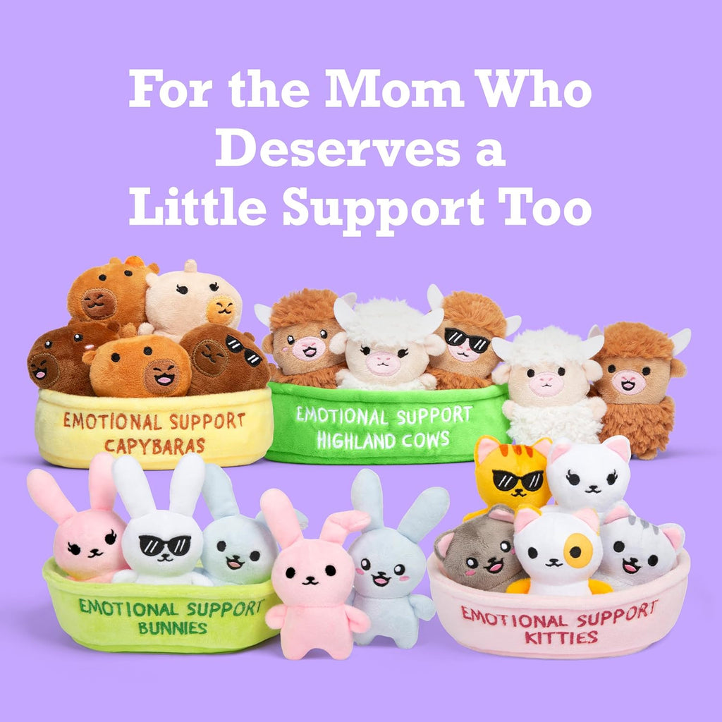 WHAT DO YOU MEME? Emotional Support Bunnies - Cuddly Plush Stuffed Animals | Set of 5 with Basket
