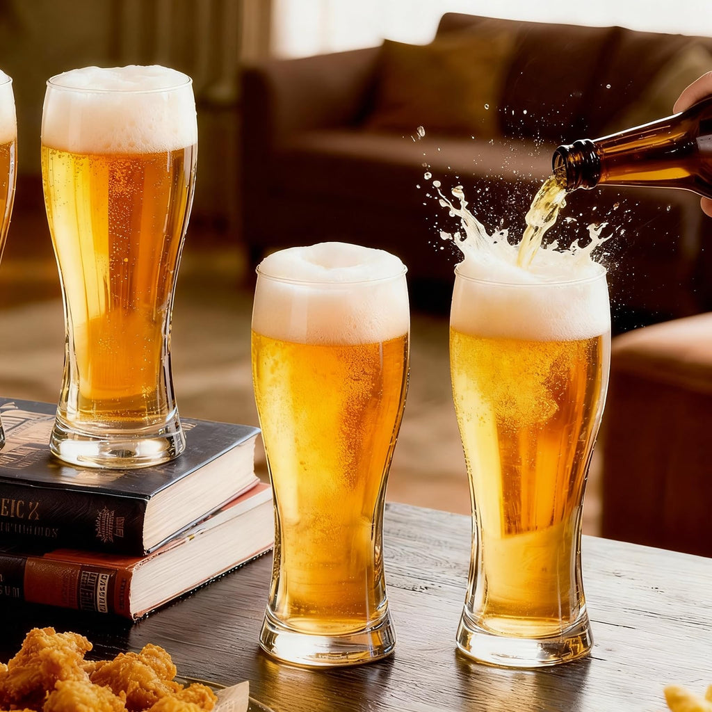 BPFY 6 Pack 16oz Pilsner Beer Glasses, Bar Glassware, Drinking Glasses for Home Kitchen Entertainment