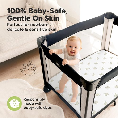 Elly Pack and Play Sheets - Soft & Cozy 2-Pack Fitted Mini Crib Sheets for 38x26 Mattresses