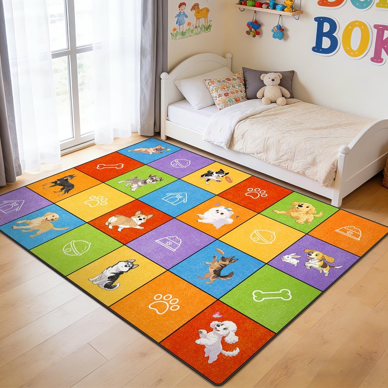 Boshengya Space Rockets Rug for Kids Room 48x72'' Solar System Area Rugs for Boys Bedroom Kids Rugs for Playroom Space Planet Theme Rug Living Room Dining Room Decor