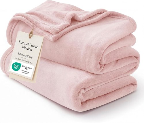 Bedsure GentleSoft Fleece Blanket - Cozy Pink Twin Size 300GSM Plush Blanket for Bed, Sofa, Travel | 60x80 Inches