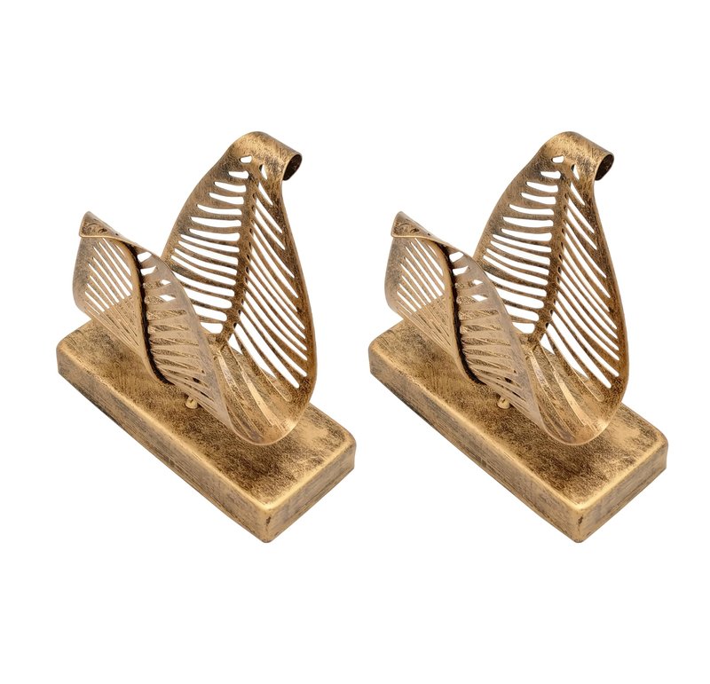 Set of 2 Freestanding Modern Napkin Holder with Leaf Design, Tabletop Tissue Dispenser, Countertop Napkin Storage Organizer – Bronze