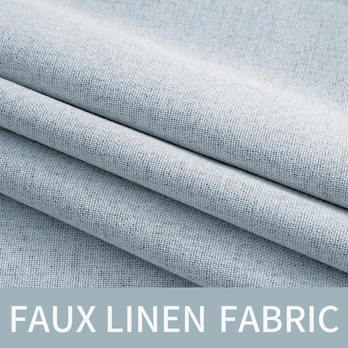 MIULEE 90-Inch Linen Textured Curtains - 100% Blackout Thermal Insulated Chambray Blue | Luxury Room Darkening Drapes (2 Panels)