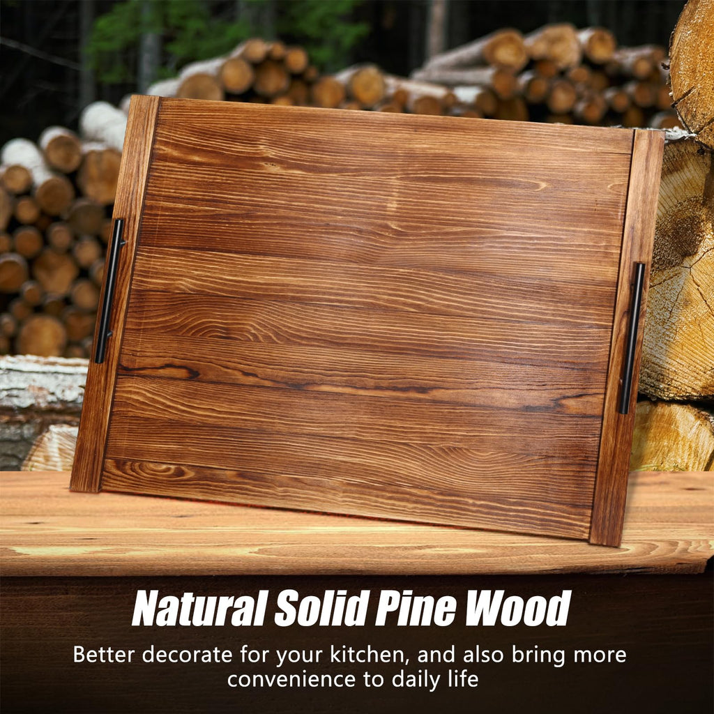 WAUTENANTY Noodle Board Stove Cover, Thick Wood Stove Top Cover Board with Handles Crafted from Solid Pine Wood, Stove Top Covers for Electric Stove & Used As A Sink Cover for Counter Space(Burlywood)