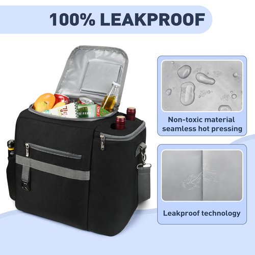 Tirrinia 20L Insulated Cooler Bag - Leakproof Outdoor Grocery Cooling Carrier, Large Travel & to-Go Food Containers, Wine Tote for Picnics, Camping, Parties