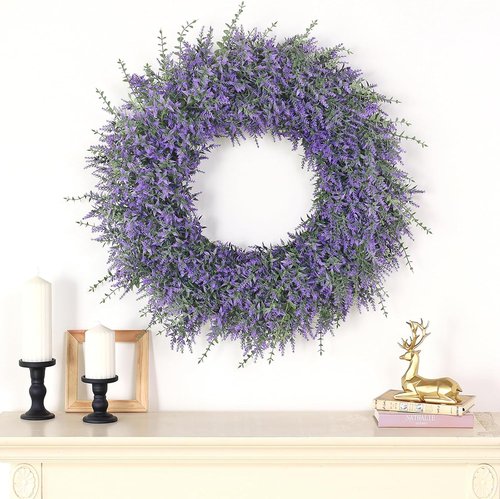 Lavender & Eucalyptus Wreath by [Brand Name] - Large 32" Artificial Greenery for All Seasons | Front Door & Porch Decor