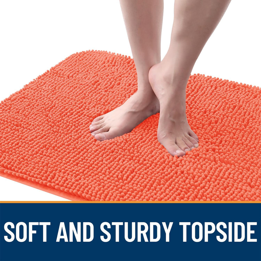 OLANLY Dog Door Mat - Absorbent Non-Slip Chenille Mat for Muddy Paws | 34x21 Coral Indoor Carpet