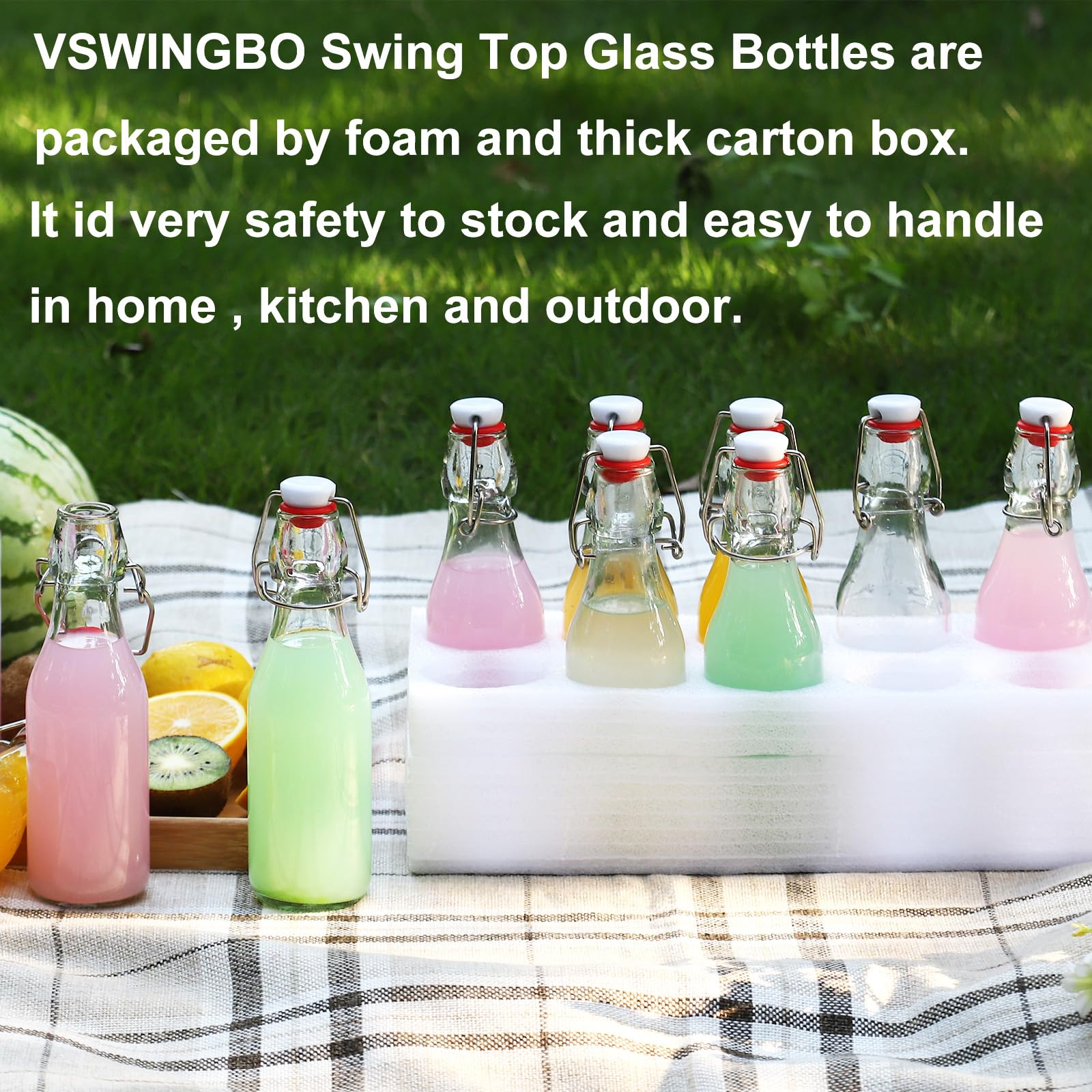 6 Pack 8.5oz Flip Top Glass Bottles,8.5oz swing top glass bottles with airtight lids for Home Brewing,2nd Fermentation,Kombucha,Kefir,Vanilla Extract,Juice,Tea,Beverages,Soda,Oils,Vinegar,Limoncello