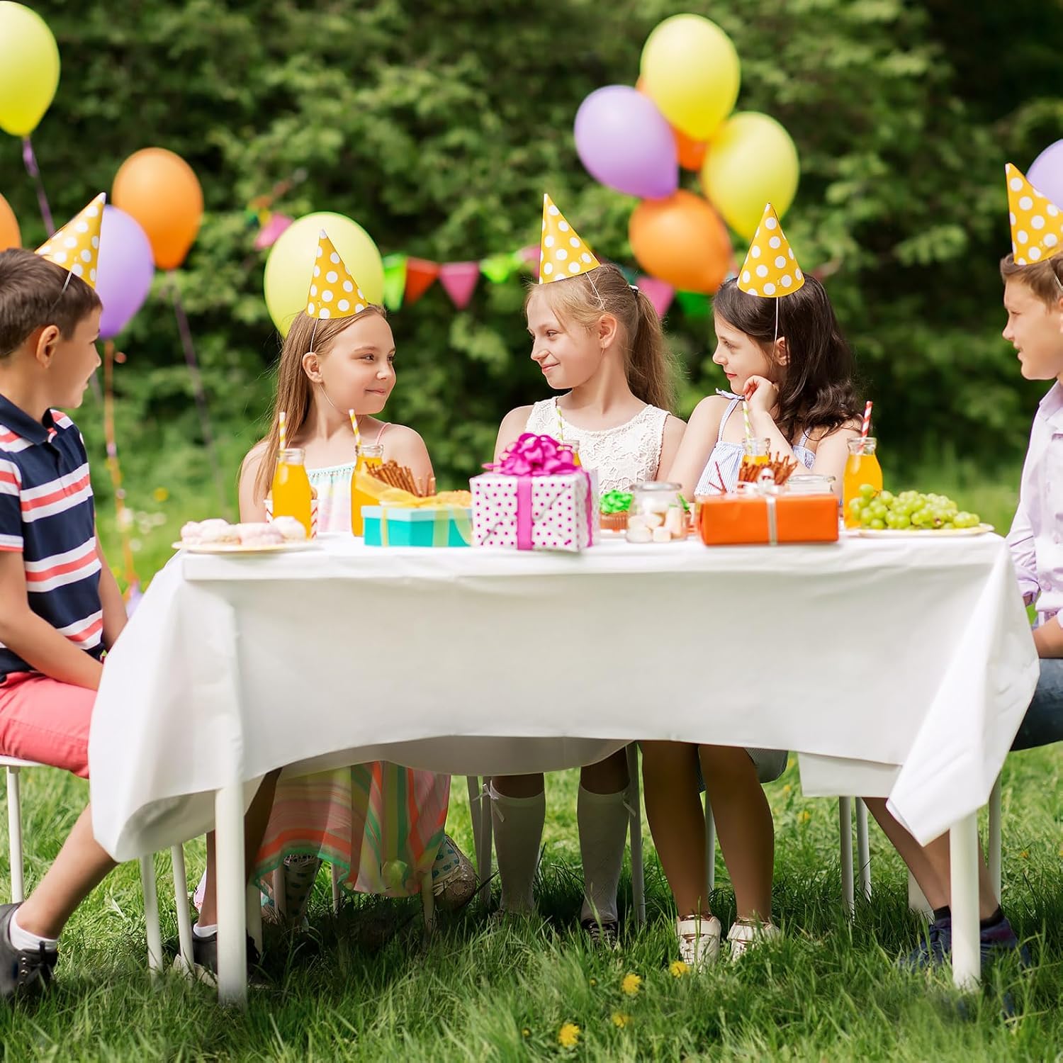 White Disposable Tablecloths by [Brand Name] - 10 Pack, 54x108 Inches, Waterproof & Sturdy for Parties
