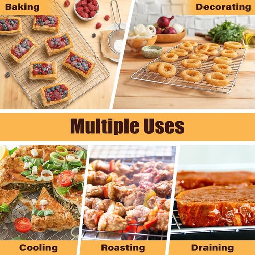 Heavy Duty 304 Stainless Steel Cooling Racks by [Brand Name] – 2 PCS 10" x 16" | Oven & Dishwasher Safe for Baking & Grilling