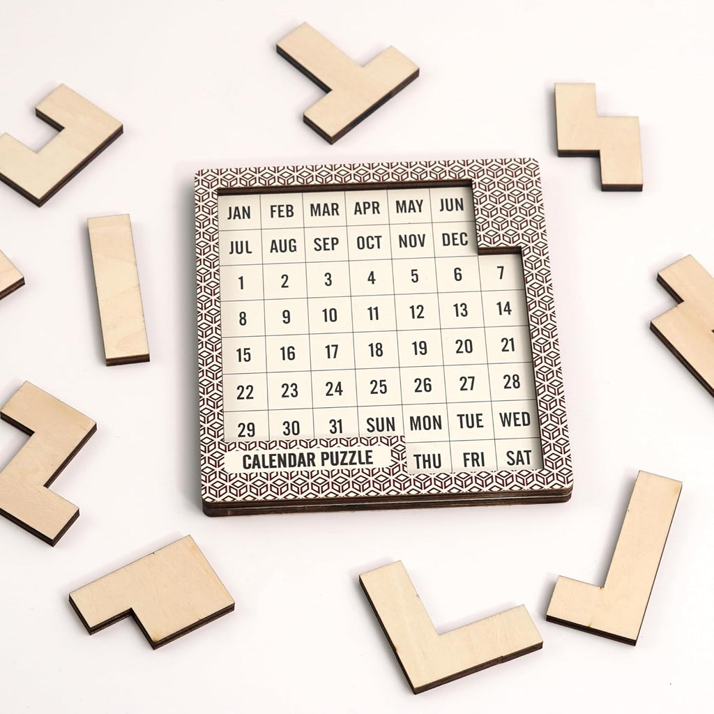 Skiennix Daily Calendar Puzzle - Challenging Wooden Puzzle for Adults | Perfect Easter & Christmas Gift (1 Pack)