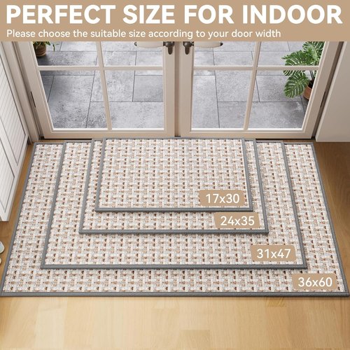 Door Mat - 17"x30" Indoor Entrance Mat | Dirt Resistant, Non-Slip Rubber Backing, Washable Gray