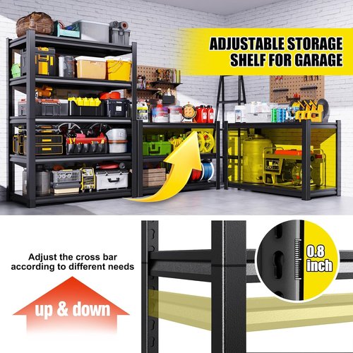 Heavy Duty Metal Shelving Unit by Set of 3 | 5-Tier Adjustable Storage Rack - 2050LBS Capacity, 71”H