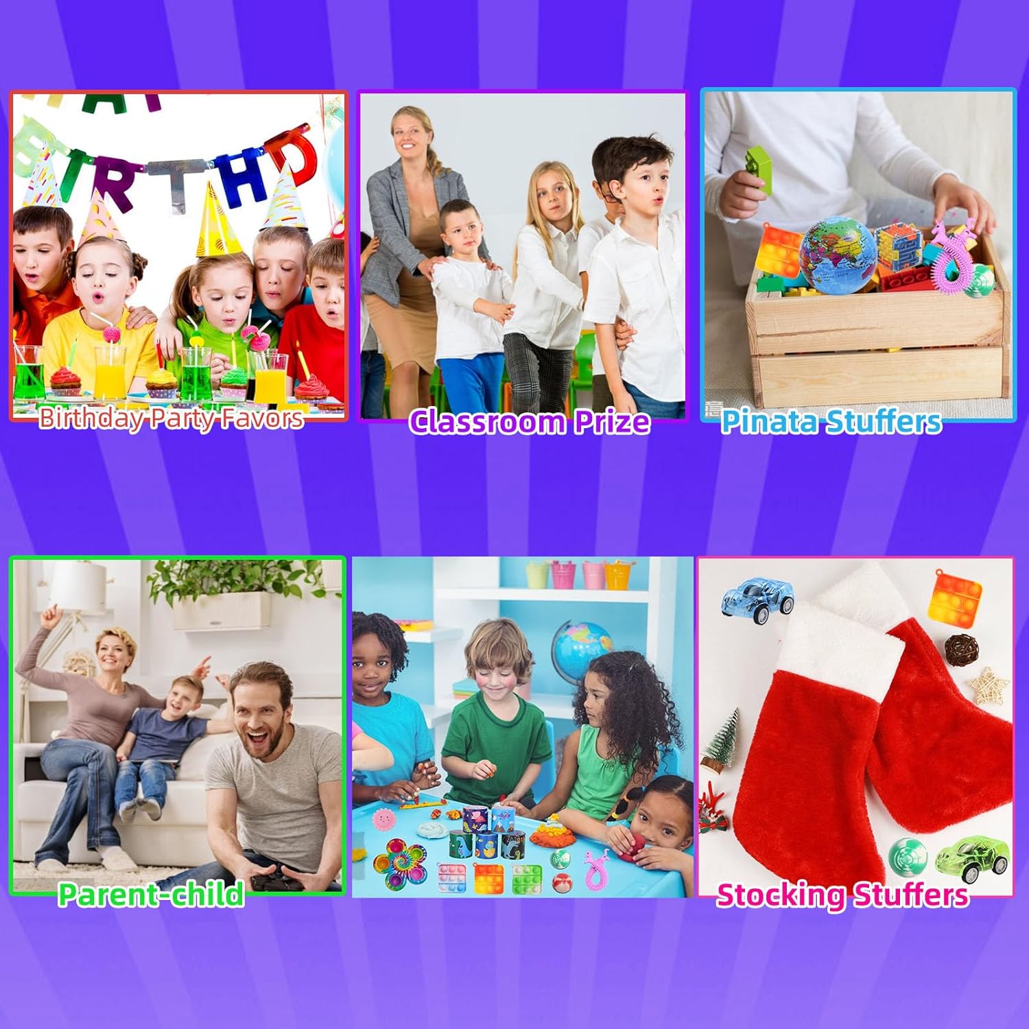 Skiennix 200 Pcs Fidget Toys Bulk - Perfect Birthday Party Favors & Goodie Bag Stuffers