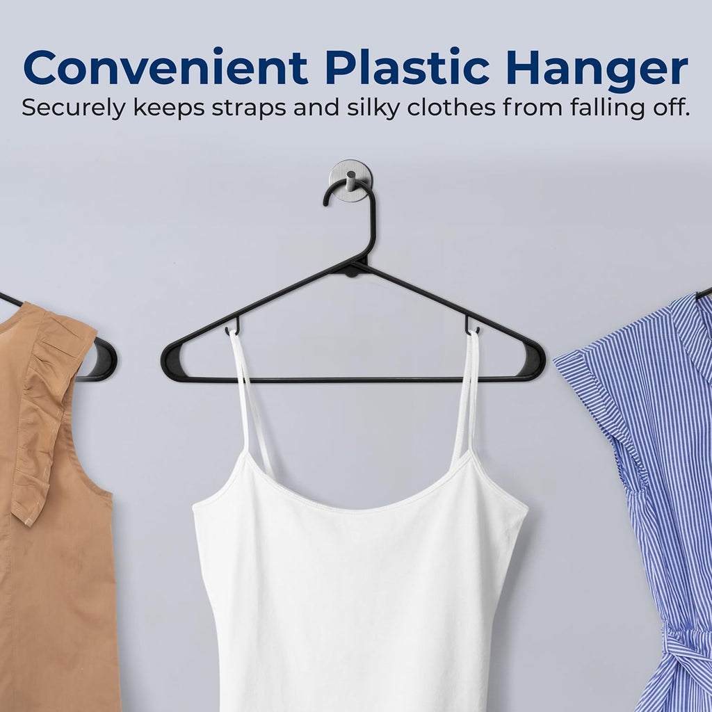 SereneLife Premium Plastic Hangers - Durable, Lightweight Clothes Organizers | 20 Pack in Black