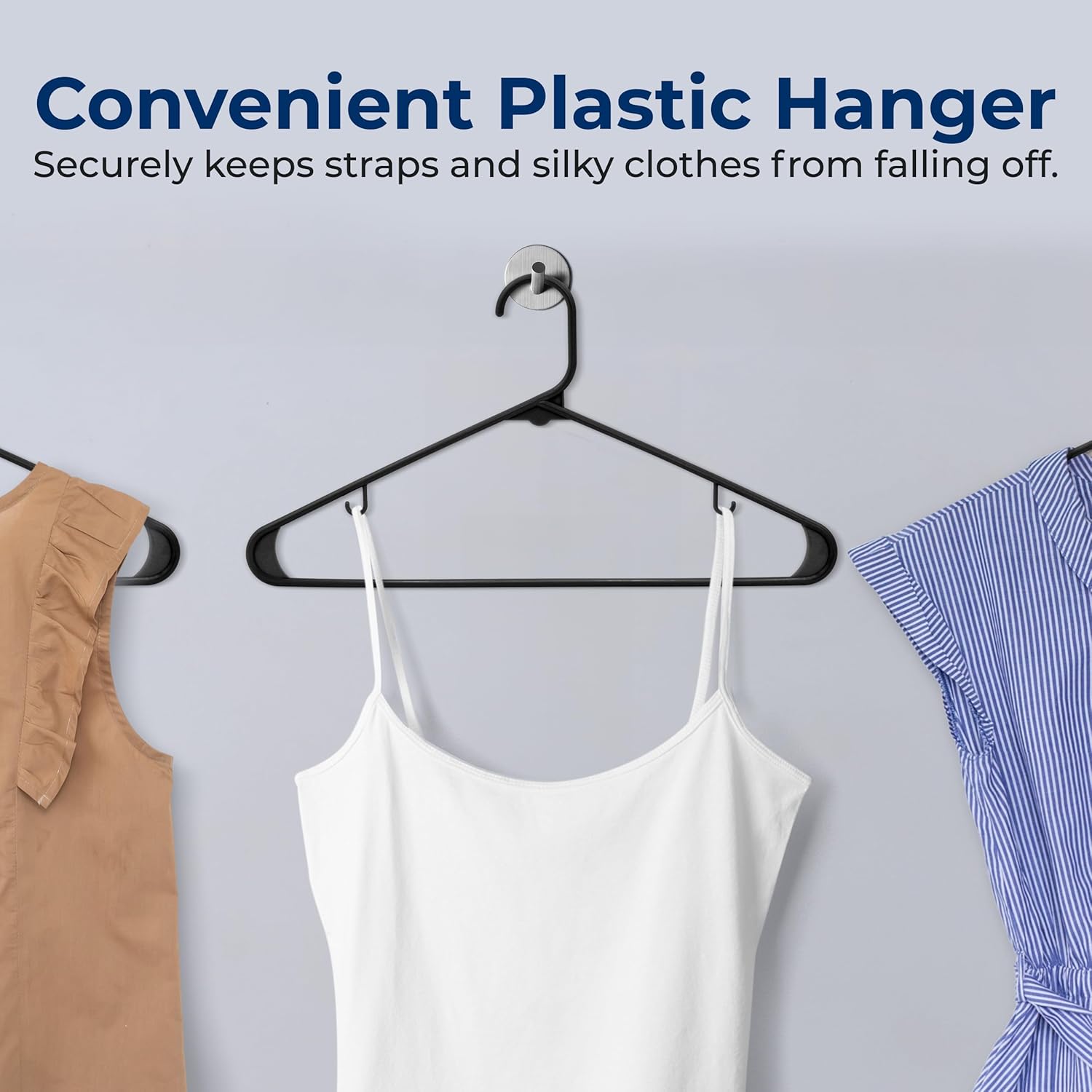 SereneLife Premium Plastic Hangers - Durable, Lightweight Clothes Organizers | 20 Pack in Black