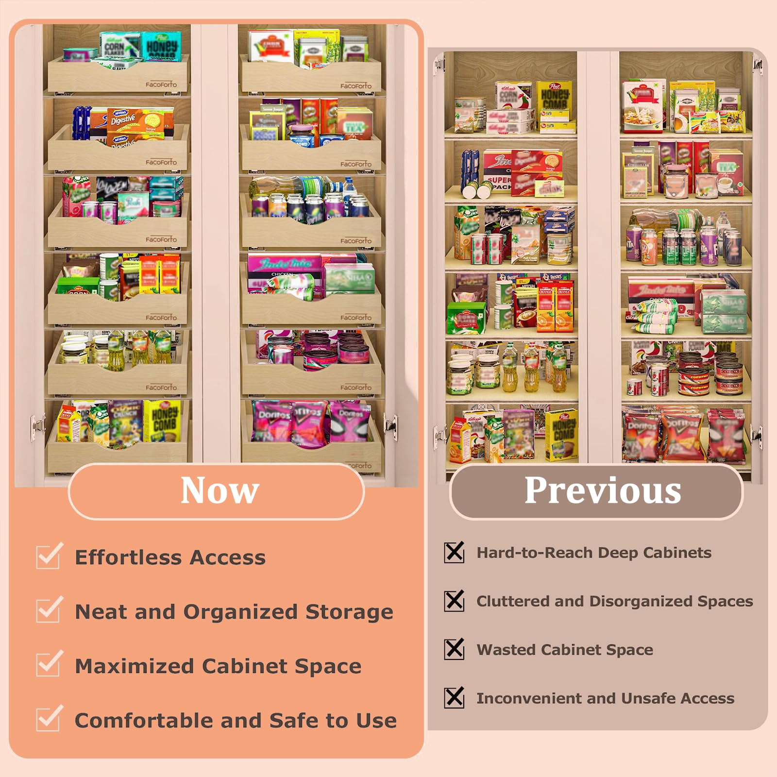 Kitchen Cabinet Organizer, Fully Assembled Drawer Wood Pull Out Tray Drawer Box Cabinet Slide Out Shelve, Wooden Pull-Out Shelf (W21''×D21''×H3'')