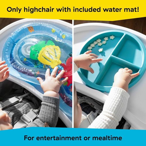 Baby Einstein Ocean Explorers High Chair - Compact Folding Design with Water Mat & 5-Point Harness, Ages 6+ Months