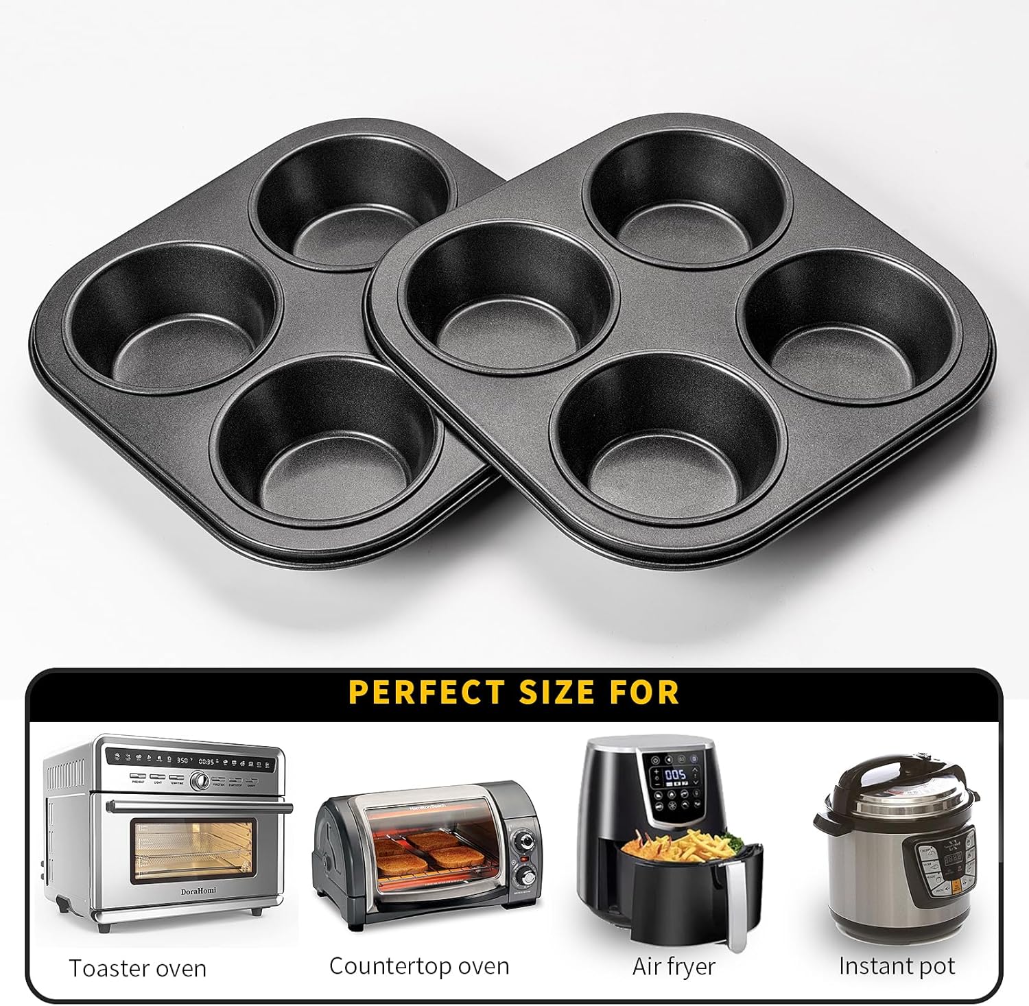 Yomvzake Air Fryer Muffin Pan - Nonstick 2-Pack Cupcake Molds for Toaster Oven | Perfect for Baking