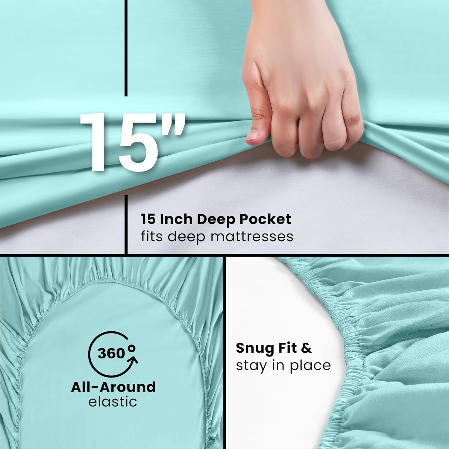 Utopia Bedding Twin XL Fitted Sheets - Soft Brushed Microfiber with Deep Pockets - Spa Blue (Pack of 2)