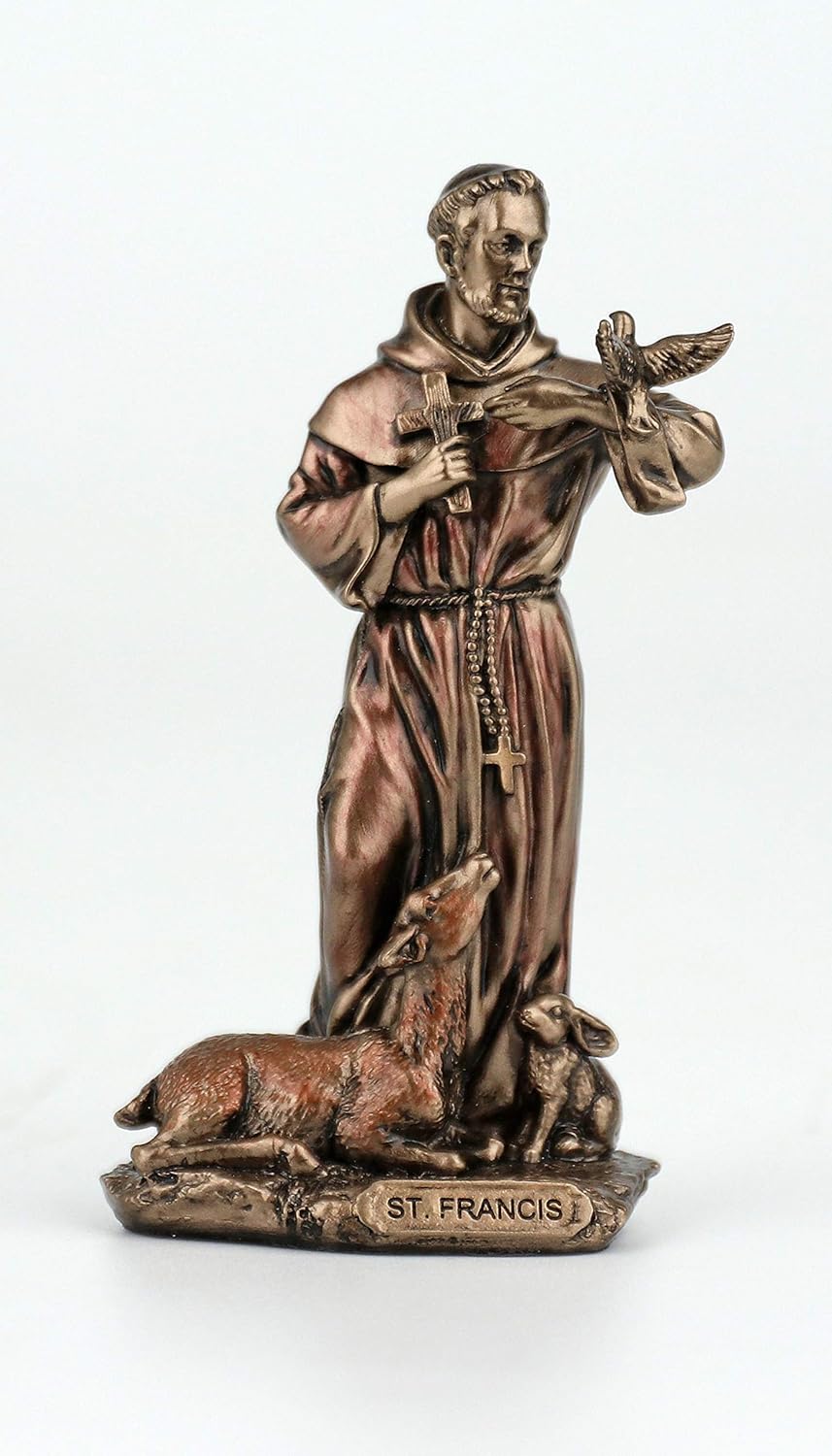 Veronese Design Saint Francis of Assisi Statue - Hand-Painted Antique Bronze Finish | 3.38 Inch Home Decor