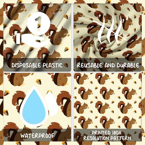 GZBJMYGS Squirrel Tablecloths Chestnut Acorn Waterproof Table Covers for Squirrel Party Birthday Party Home Decorations Dinner Banquet Supplies 53x98 Inch