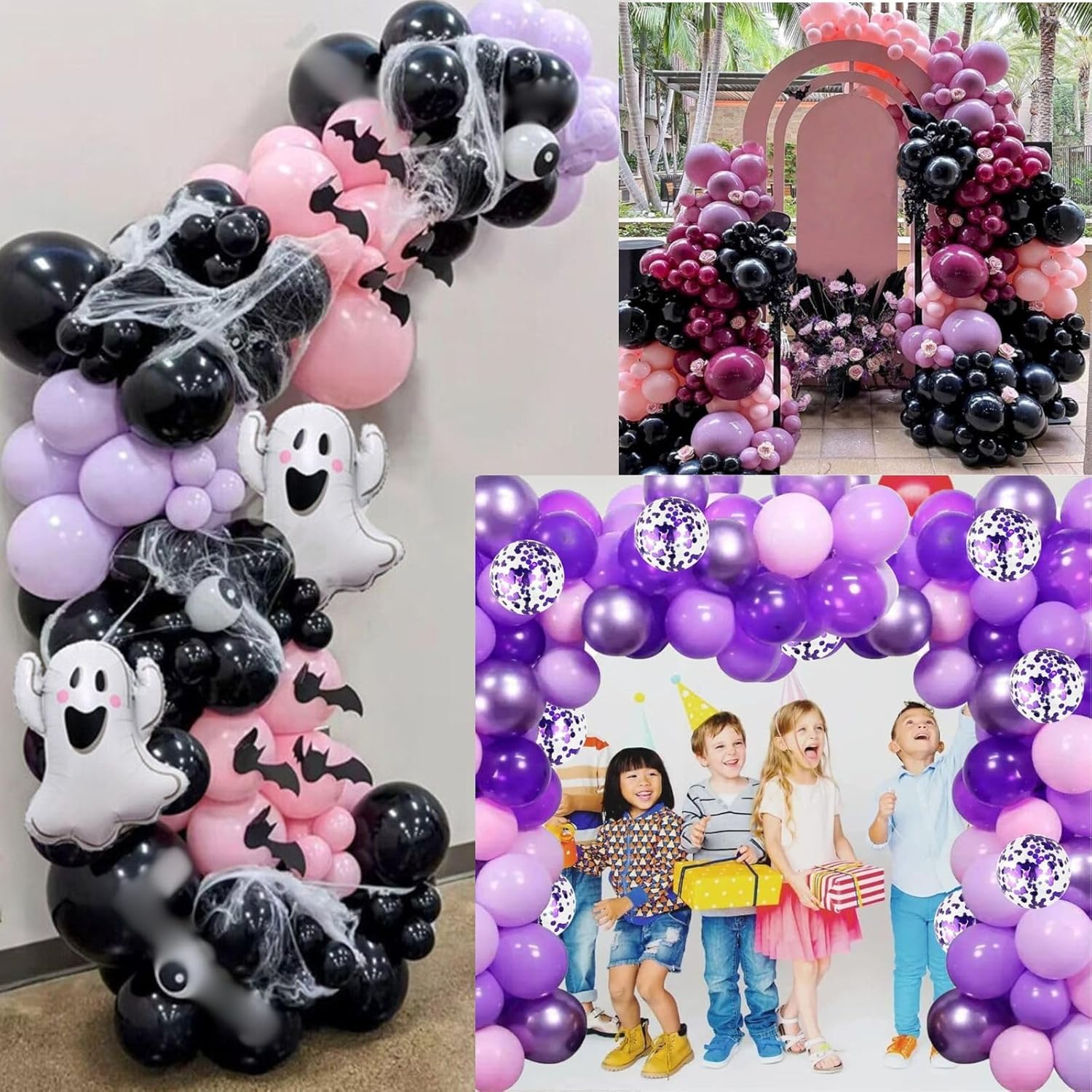 Purple Pink Balloons - 12 Inch Mermaid Halloween Set with Metallic Confetti | 35 Pcs for Parties