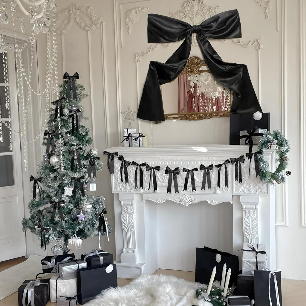 Phoaxul Large Black Bow - Elegant Satin Fabric Birthday Decorations | 24 X 36 in for Parties & Events