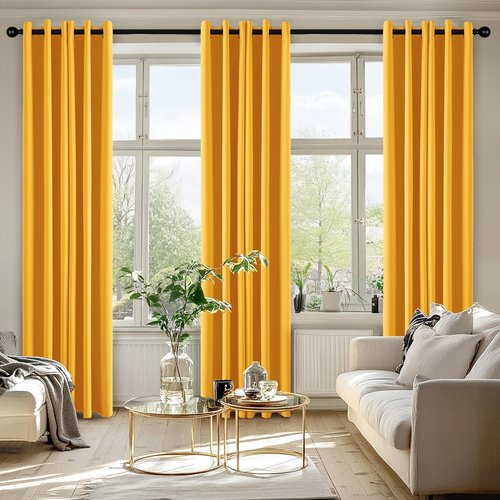 MIULEE Yellow Blackout Curtains - Thermal Insulated Room Darkening Drapes | 72 Inch Long, 2 Panels