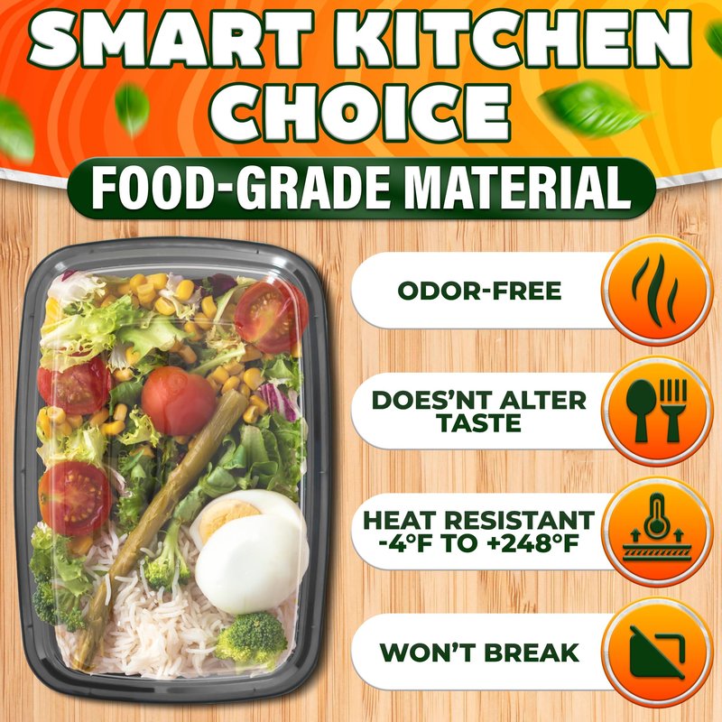 Evrblock 50 Pack [32 oz] Freezer Meal Prep Containers Reusable - Plastic Food Storage Containers with Lids, Dishwasher & Microwave Friendly, Warp-Resistant - Versatile Use for Meals, Leftovers & More