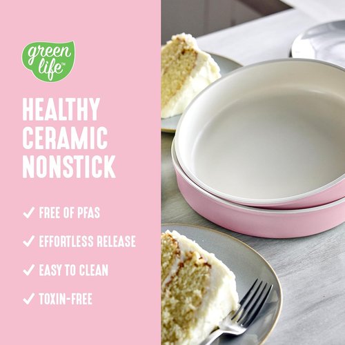 GreenLife Nonstick Bakeware Set - 6 Piece PFAS-Free Ceramic Oven Pans | Dishwasher & Oven Safe, Pink
