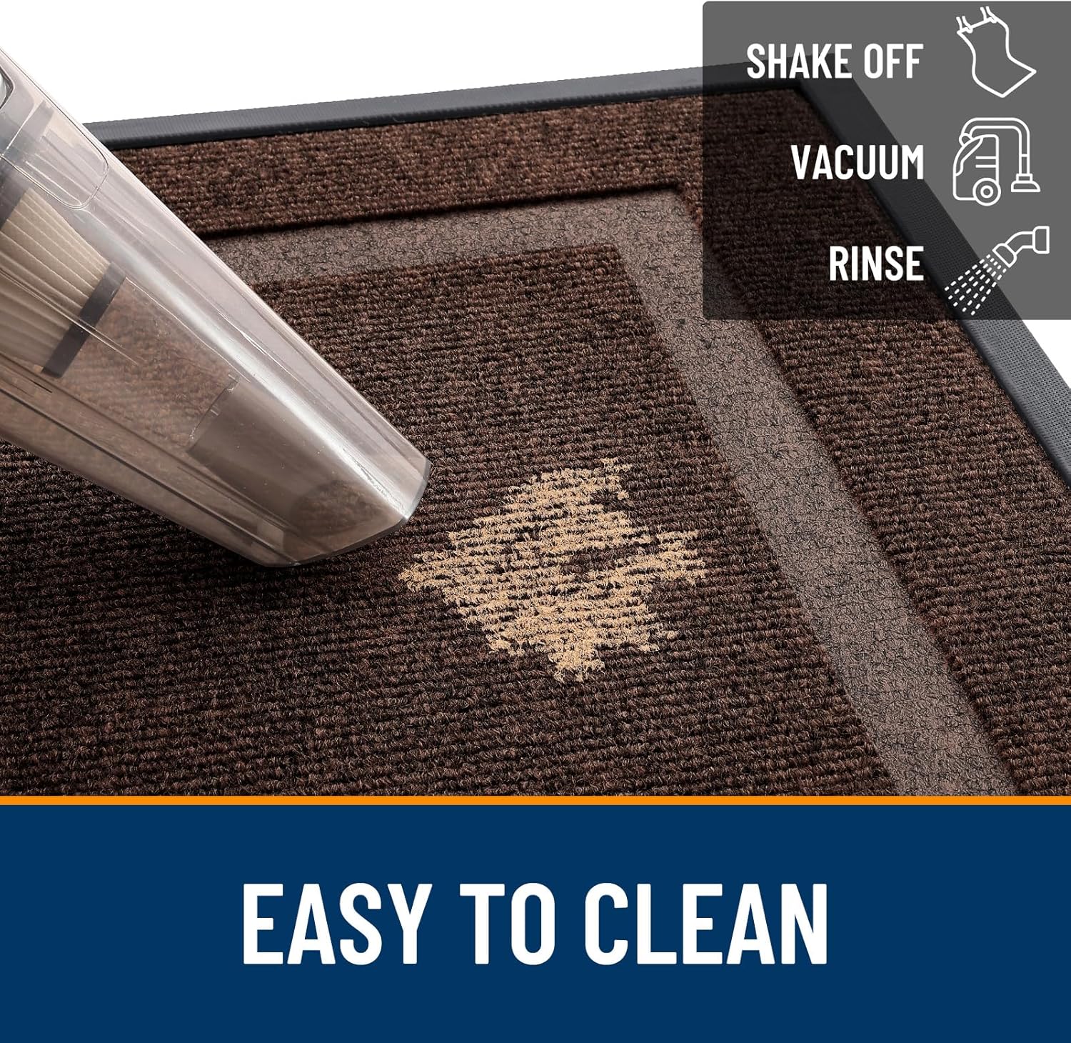 OLANLY Waterproof Front Door Mat - All-Season Indoor/Outdoor Doormat | Sturdy Natural Rubber, 29.5x17, Dark Brown