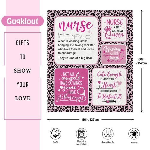 Guqklout Nurse Gifts for Women, Nurse Week Gifts, Xmas Nurses Practitioner Gift for Woman, Labor and Delivery Nurses Appreciation Gift, Nursing Student Present Blanket 60" x 50"