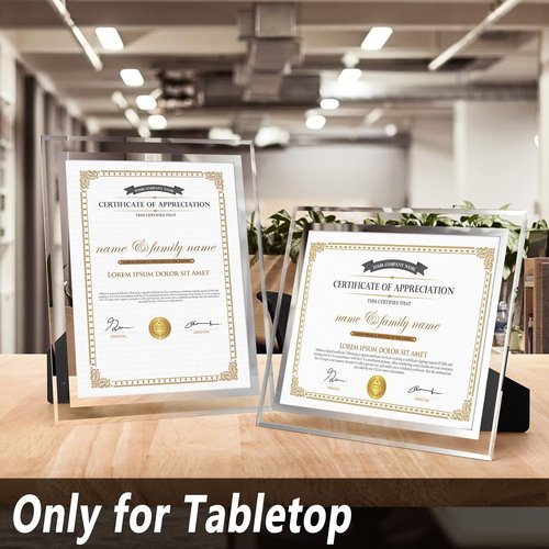 Hoikwo 8.5x11 Picture Frames - 6 Pack Silver Glass Frames for Diplomas & Awards | Tabletop Display