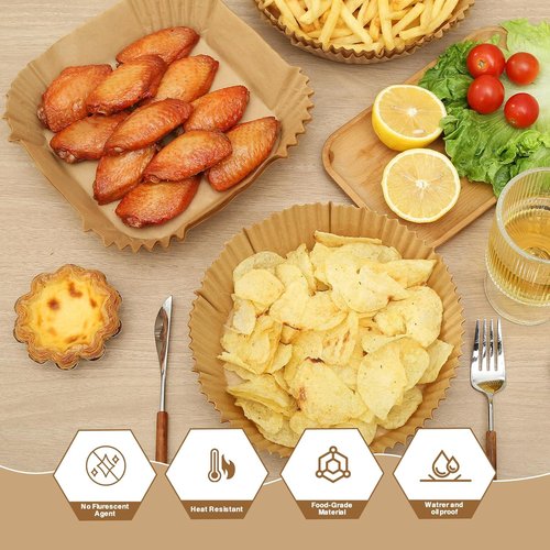 Air Fryer Liners | 100PCS Non-Stick Parchment Paper for 3-5QT Air Fryers - Easy Cleanup (Round, 6.5IN)