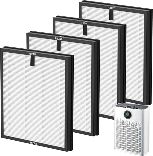 HAP603 Replacement Filter by ECOSELF - Premium Air Purifier Filter for Large Rooms | 4 Pack, White